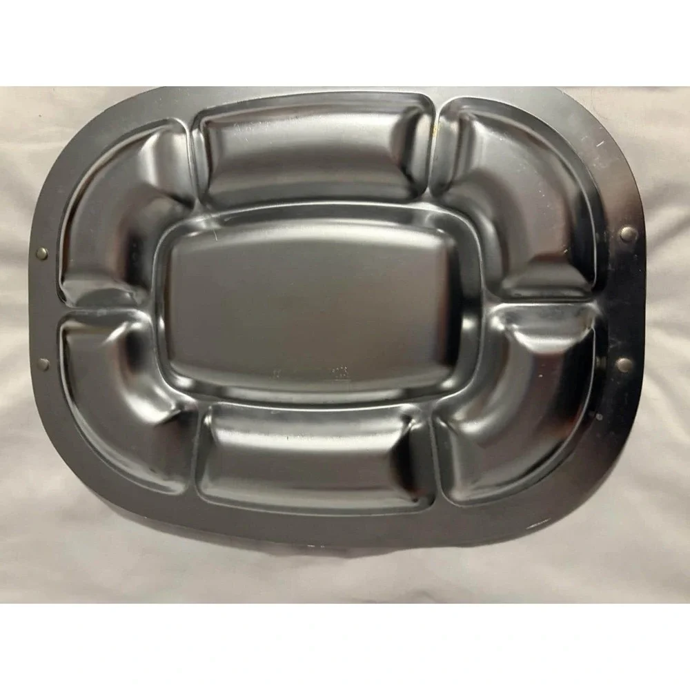 Forma Ware Vintage Divided Serving Tray Chrome Solid‎ Brass Art Deco MCM Oval